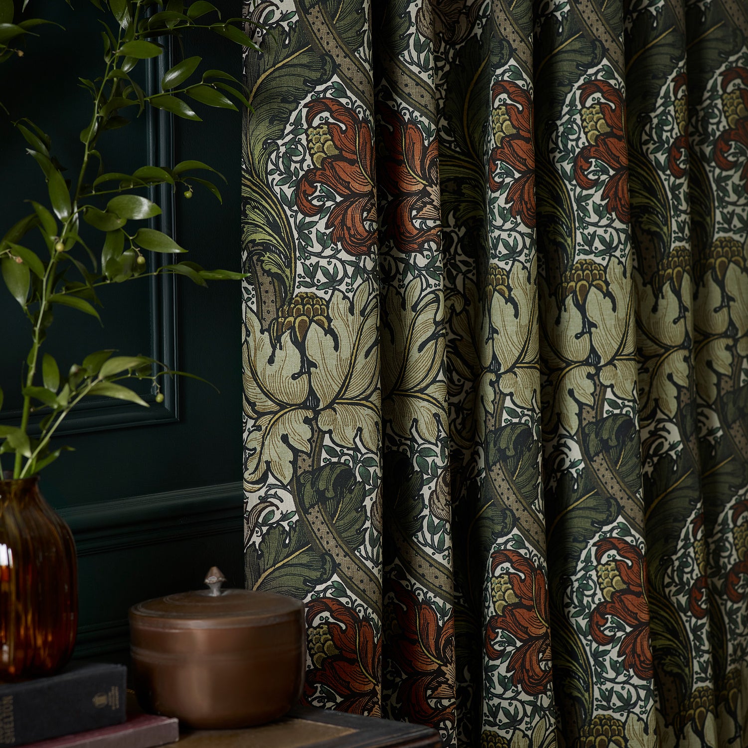 HOUSE Llewelyn-Bowen Morris Major Printed Made To Measure Curtains Emberleaf