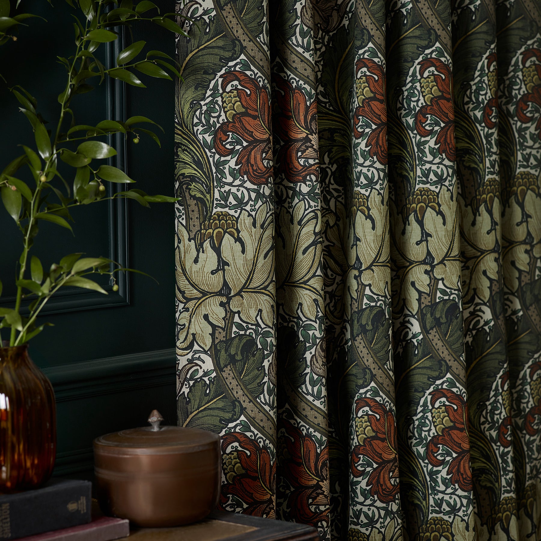 HOUSE Llewelyn-Bowen Morris Major Printed Made To Measure Curtains Emberleaf