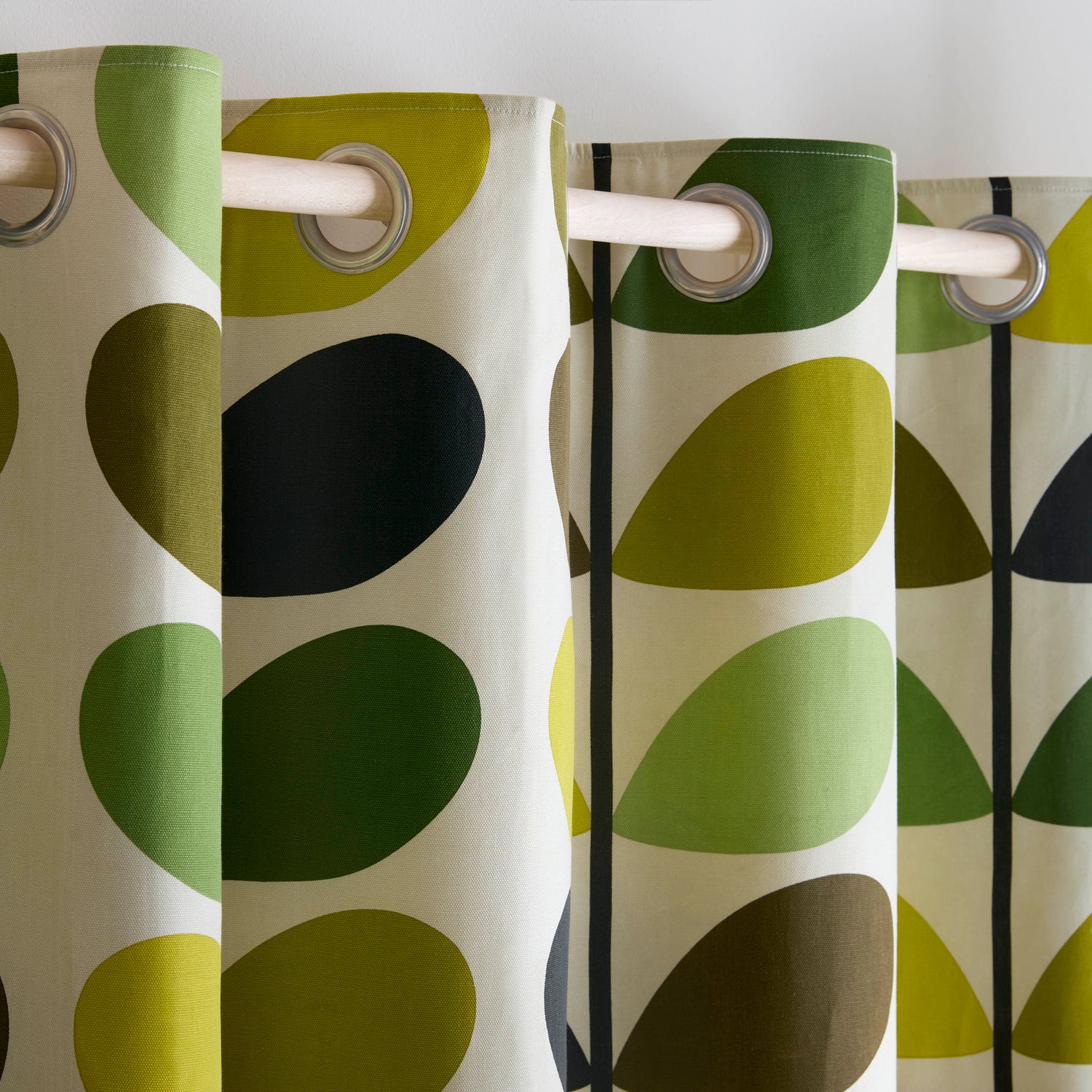 Orla Kiely Multi Stem Ready Made Eyelet Curtains Fern Ochre