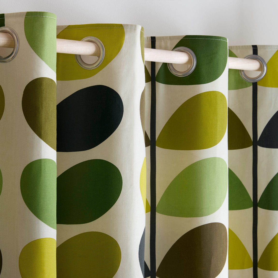Orla Kiely Multi Stem Ready Made Eyelet Curtains Fern Ochre