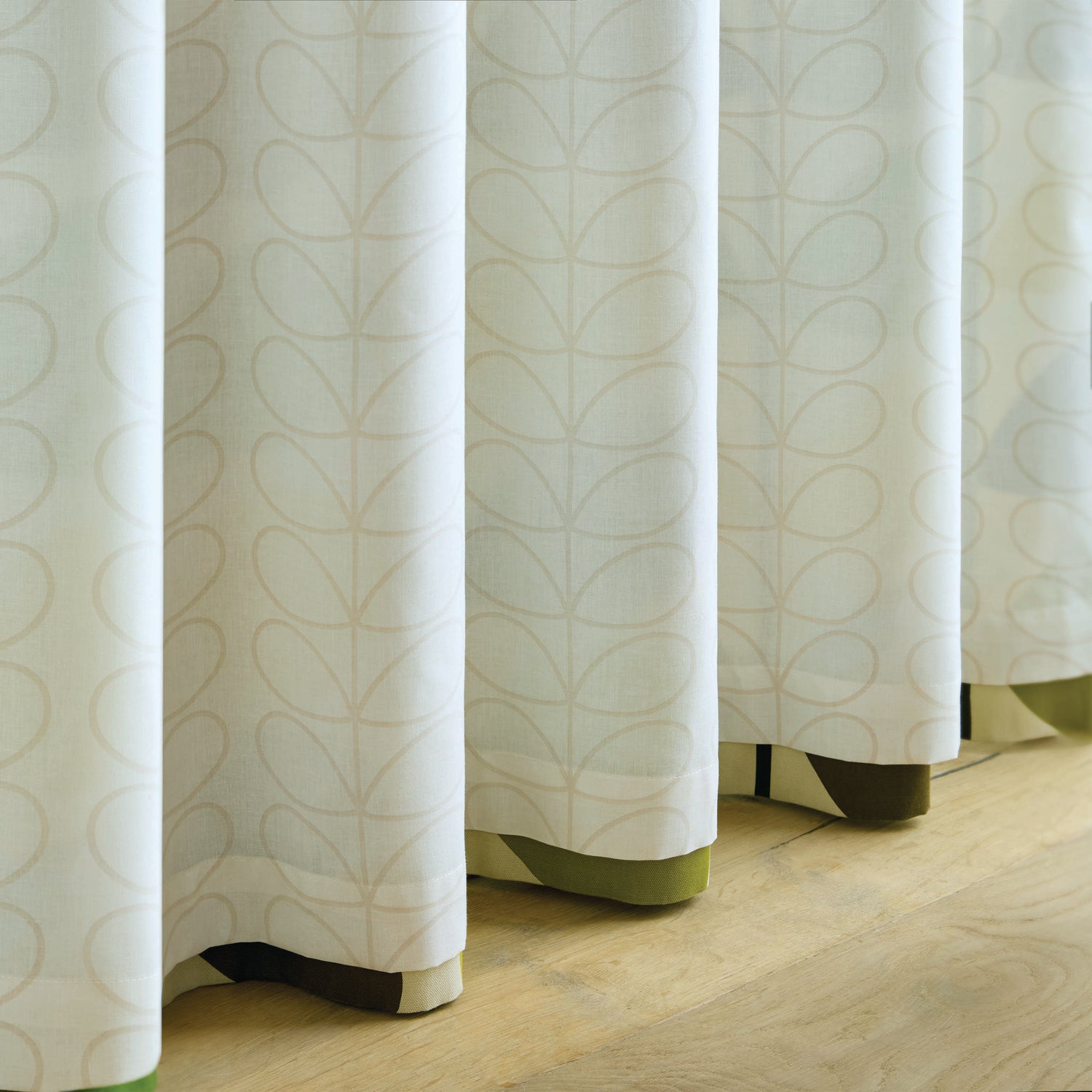 Orla Kiely Multi Stem Ready Made Eyelet Curtains Fern Ochre