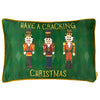 Furn Nutcracker Cracking Christmas Piped Velvet Filled Cushion 30cm x 50cm Green