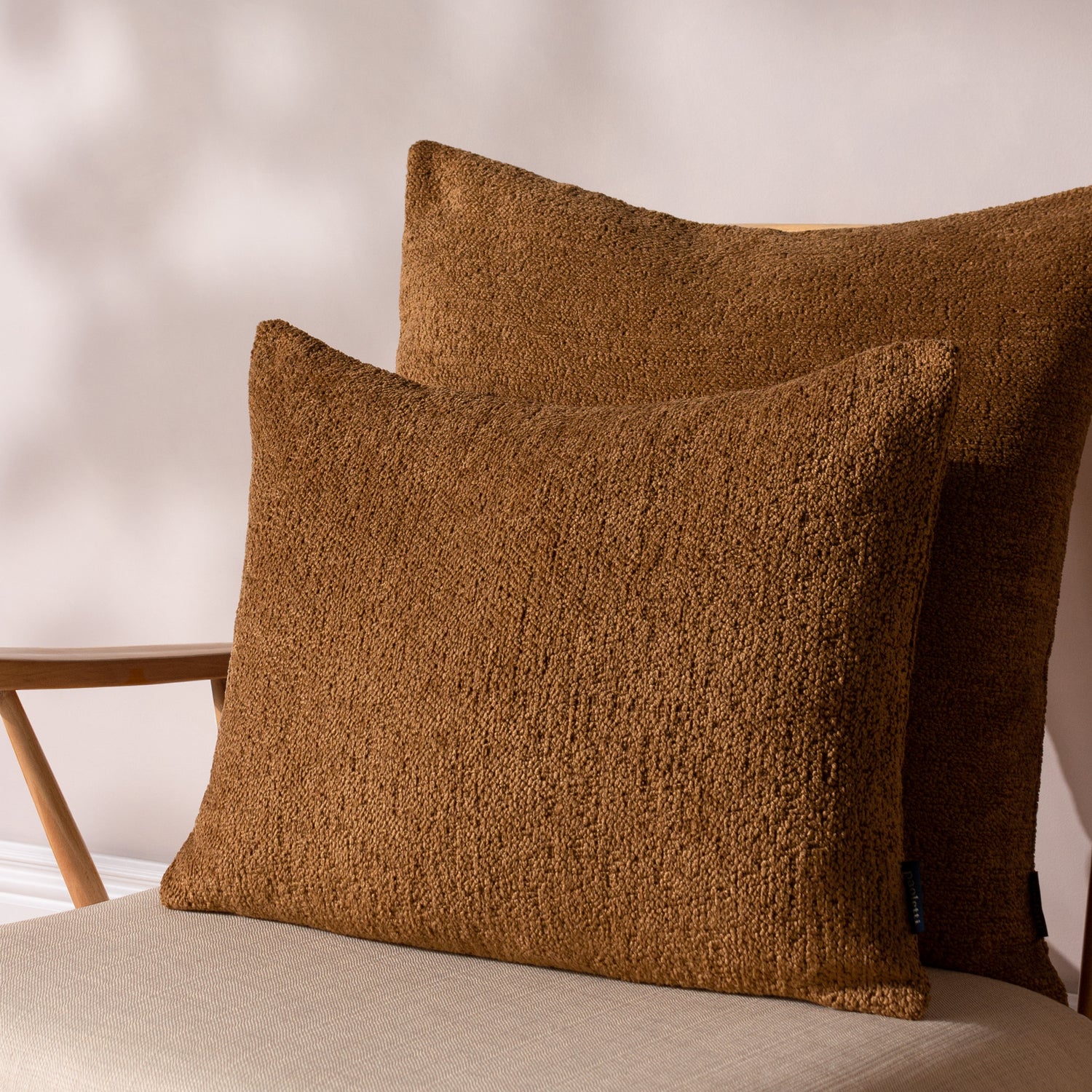 Paoletti Nellim Boucle Textured Filled Cushion 60cm x 60cm Caramel