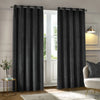 Paoletti Neptune Velvet Ready Made Eyelet Blockout Curtains Charcoal