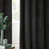 Paoletti Neptune Velvet Ready Made Eyelet Blockout Curtains Charcoal