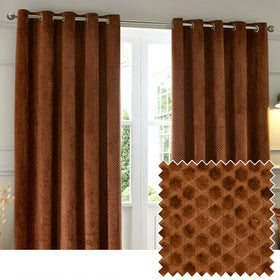 Paoletti Neptune Velvet Ready Made Eyelet Blockout Curtains Copper