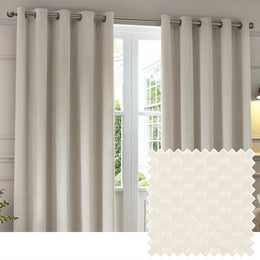 Paoletti Neptune Velvet Ready Made Eyelet Blockout Curtains Ivory