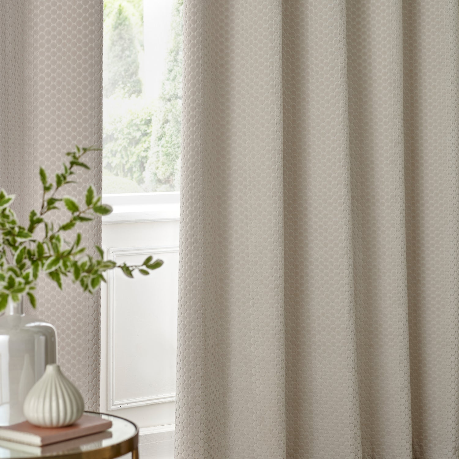 Paoletti Neptune Velvet Ready Made Eyelet Blockout Curtains Ivory