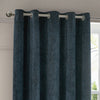 Paoletti Neptune Velvet Ready Made Eyelet Blockout Curtains Navy