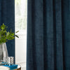 Paoletti Neptune Velvet Ready Made Eyelet Blockout Curtains Navy
