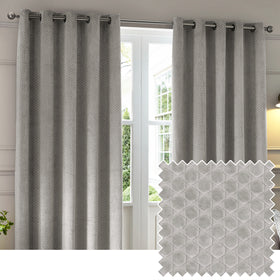 Paoletti Neptune Velvet Ready Made Eyelet Blockout Curtains Silver