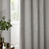 Paoletti Neptune Velvet Ready Made Eyelet Blockout Curtains Silver