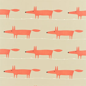 Scion Mr Fox Fabric Neutral Paprika