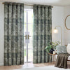 Nola Abstract  Ready Made Eyelet Curtains Olive