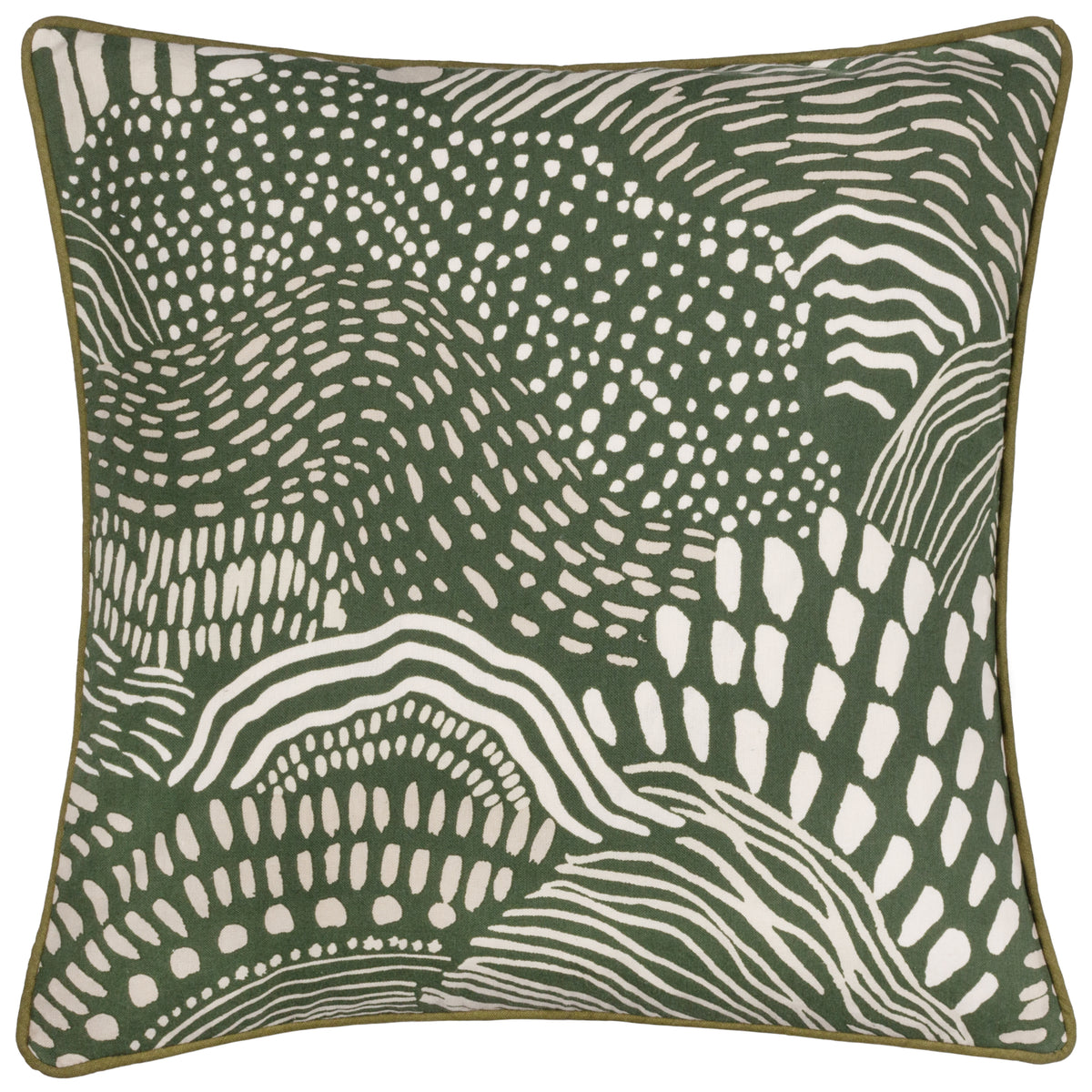 Nola Abstract Piped Filled Cushion 45cm x 45cm Olive