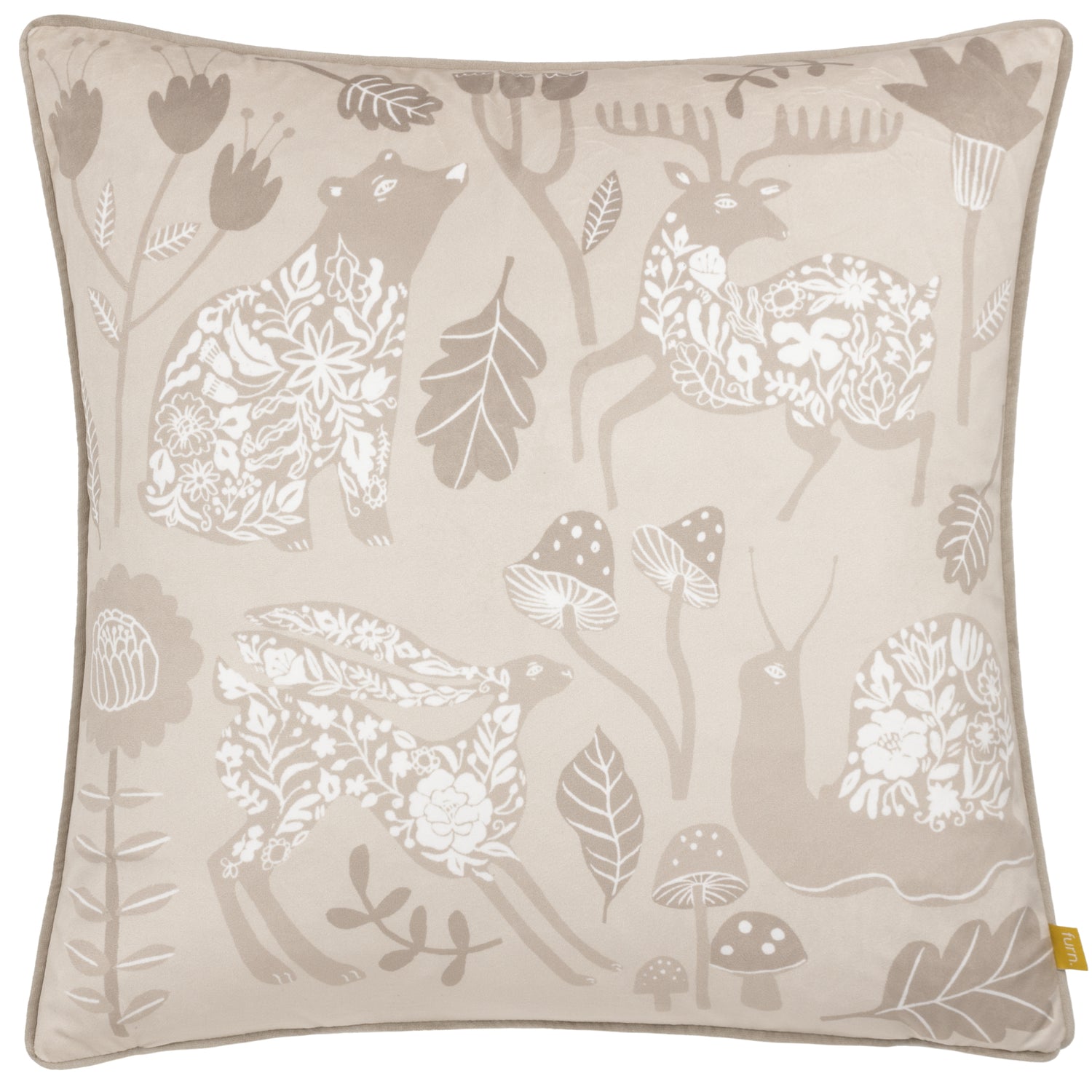 Furn Nook Velvet Piped Filled Cushion 50cm x 50cm Greige