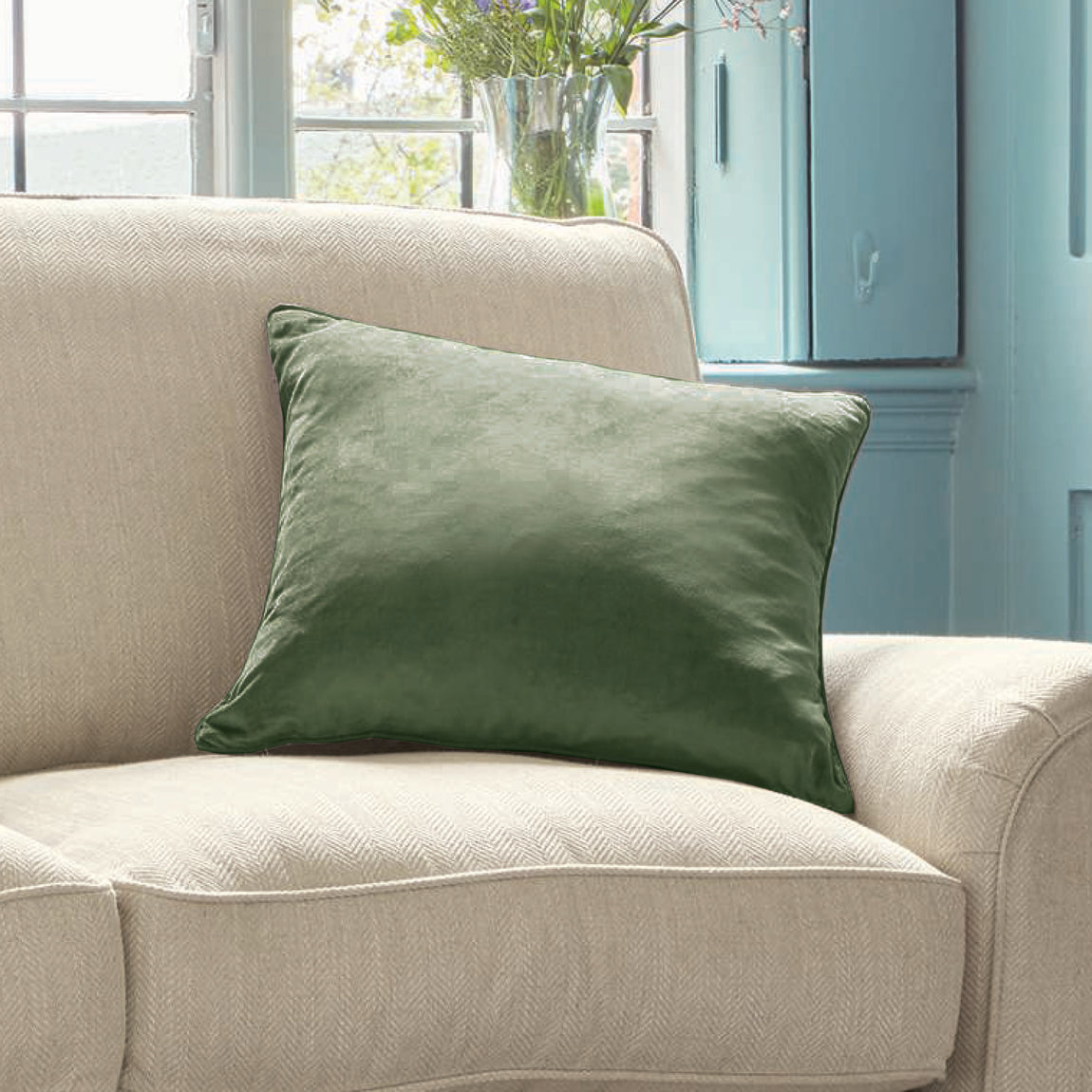 Laura Ashley Nigella 45cm x 45cm Filled Cushion Ivy Green