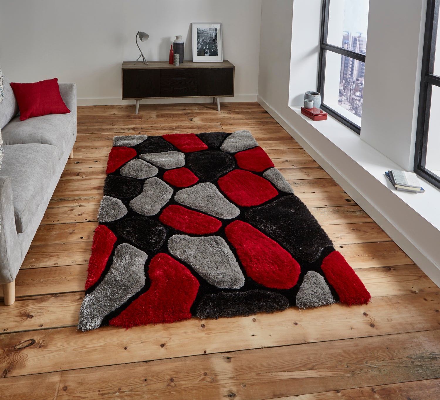 Noble House NH5858 150cm x 230cm Rug Grey Red