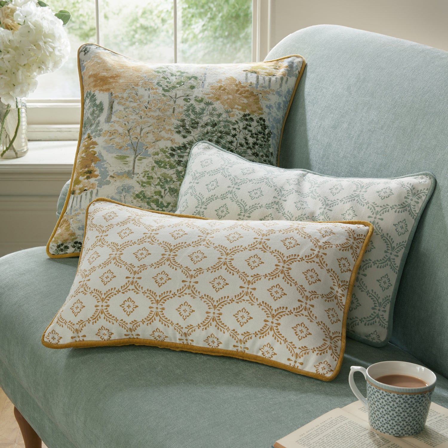 Laura Ashley Bernwood 45cm x 45cm Filled Cushion Ochre Yellow