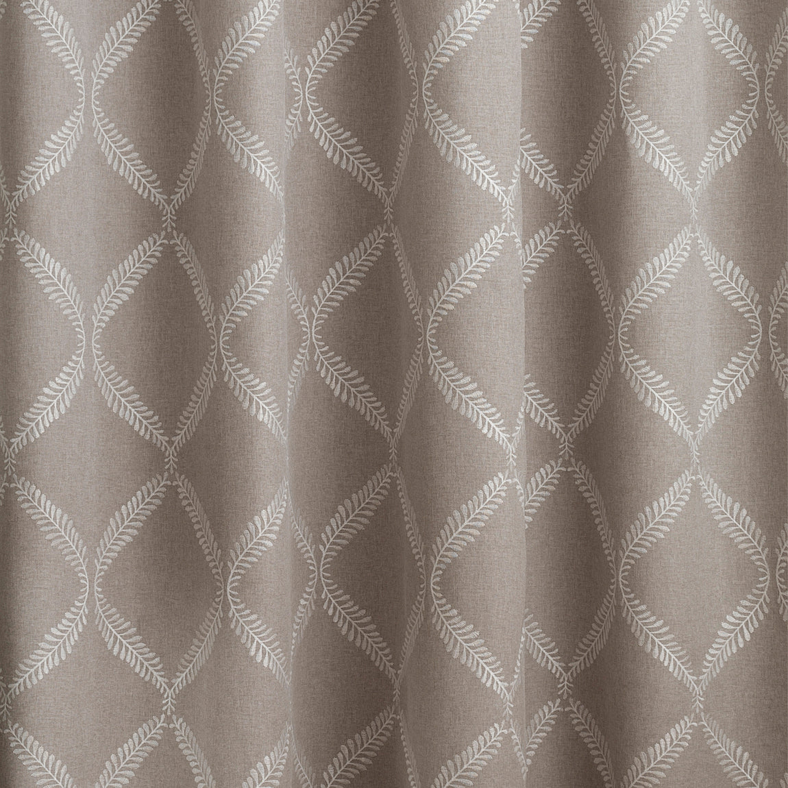 Paoletti Olivia Lattice Embroidered Ready Made Pencil Pleat Curtains Grey