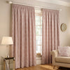 Paoletti Olivia Lattice Embroidered Ready Made Pencil Pleat Curtains Blush