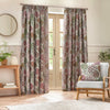 Ophelia Floral Jacquard Ready Made Pencil Pleat Curtains Rednut