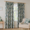 Wylder Ophelia Jacquard Floral Ready Made Blockout Curtains Thyme Mineral