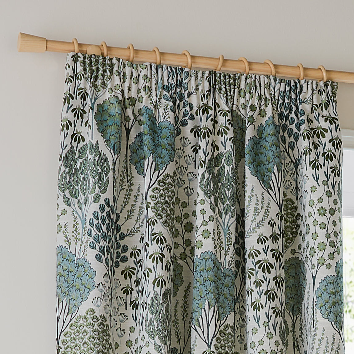 Wylder Ophelia Jacquard Floral Ready Made Blockout Curtains Thyme Mineral