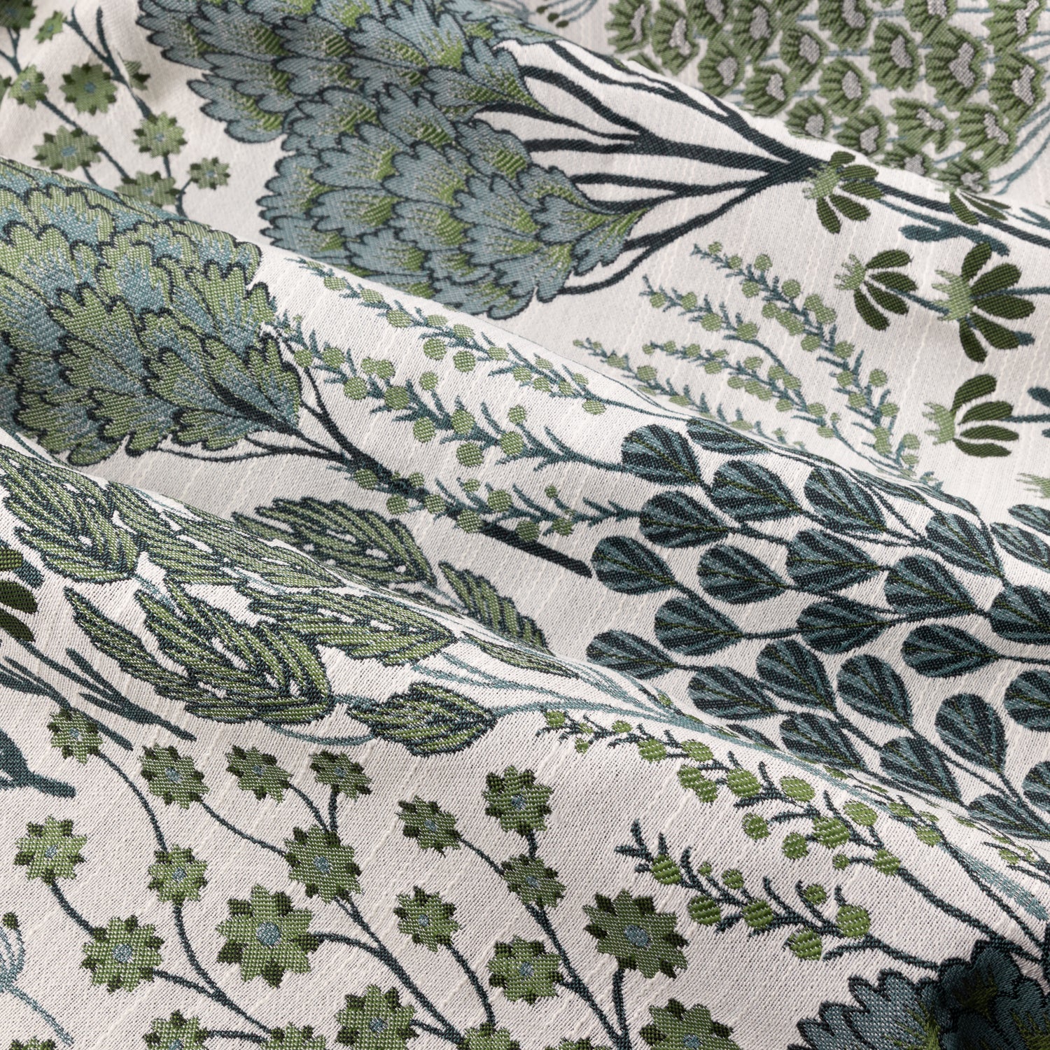 Wylder Ophelia Jacquard Floral Ready Made Blockout Curtains Thyme Mineral