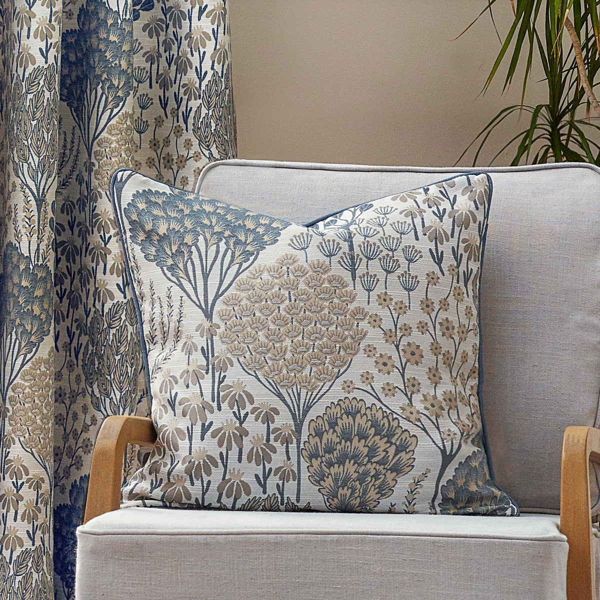 Ophelia Floral Jacquard Filled Cushion 50cm x 50cm Wedgewood