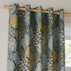 Wylder Nature Ophelia Floral Jacquard Ready Made Eyelet Blockout Curtains Blue Saffron