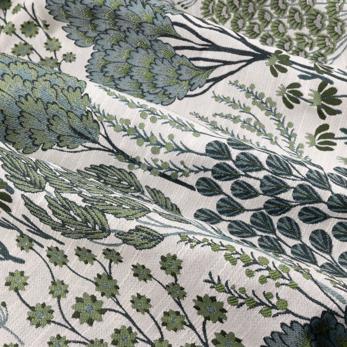 Wylder Nature Ophelia Floral Jacquard Ready Made Eyelet Blockout Curtains Thyme Mineral