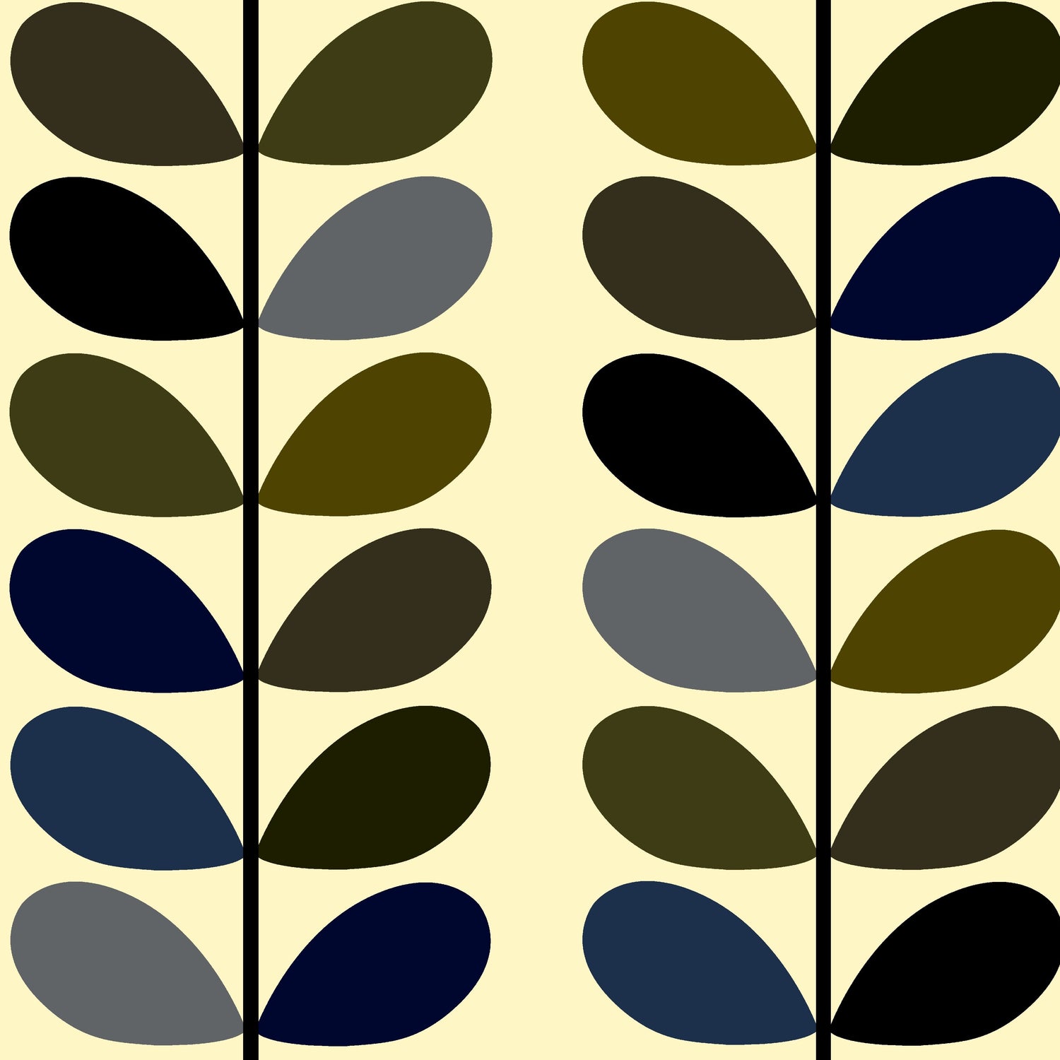 Orla Kiely Multi Stem Made to Measure Wave Curtain + FREE Track Moss