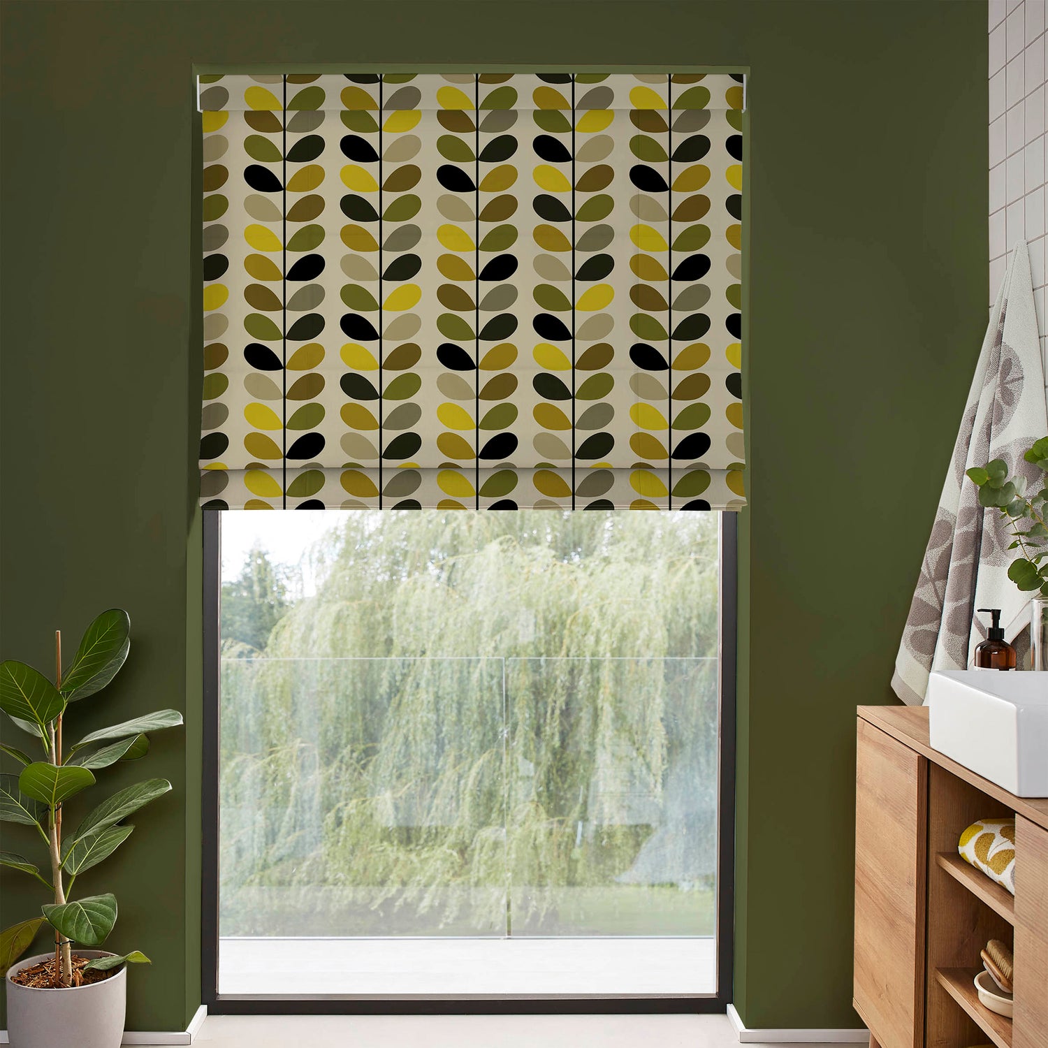 Orla Kiely Multi Stem Made to Measure Roman Blind Yellow