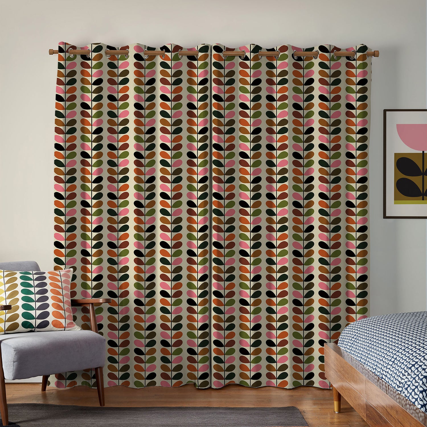 Orla Kiely Multi Stem Made to Measure Curtain Pink Red