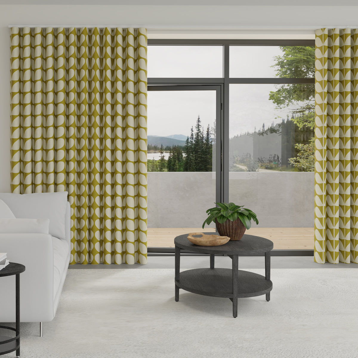 Orla Kiely Jumbo Solid Stem Made to Measure Wave Curtain + FREE Track Seagrass