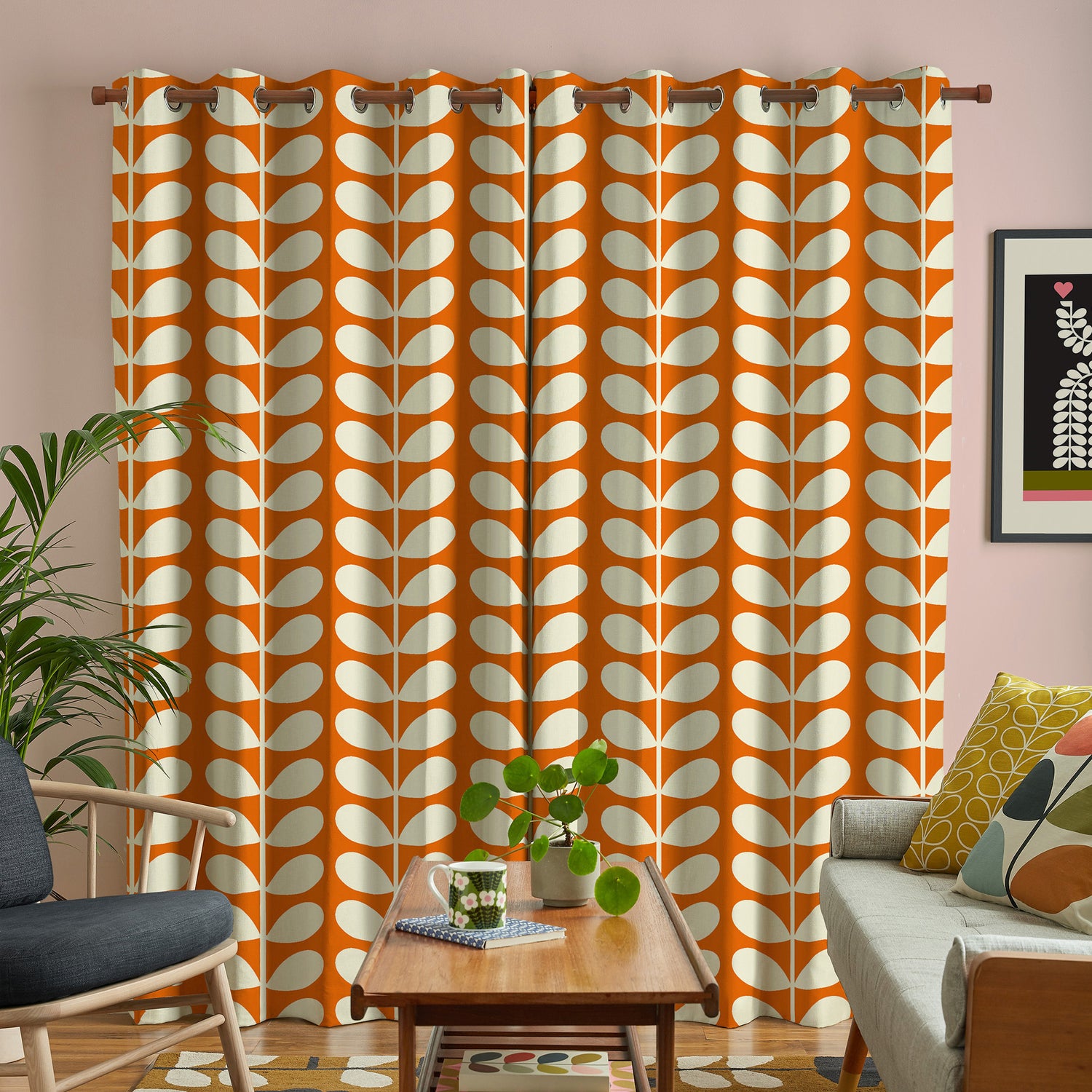 Orla Kiely Jumbo Solid Stem Made to Measure Curtain Tomato