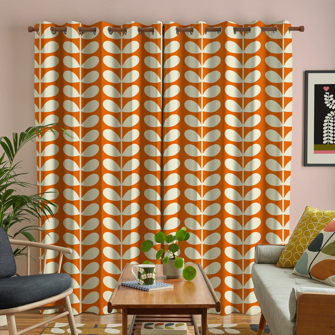 Orla Kiely Jumbo Solid Stem Made to Measure Curtain Tomato