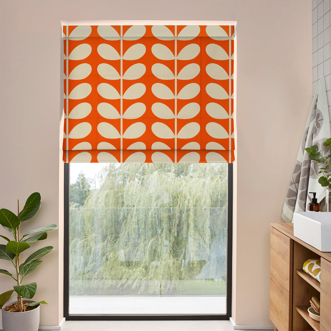 Orla Kiely Jumbo Solid Stem Made to Measure Roman Blind Tomato