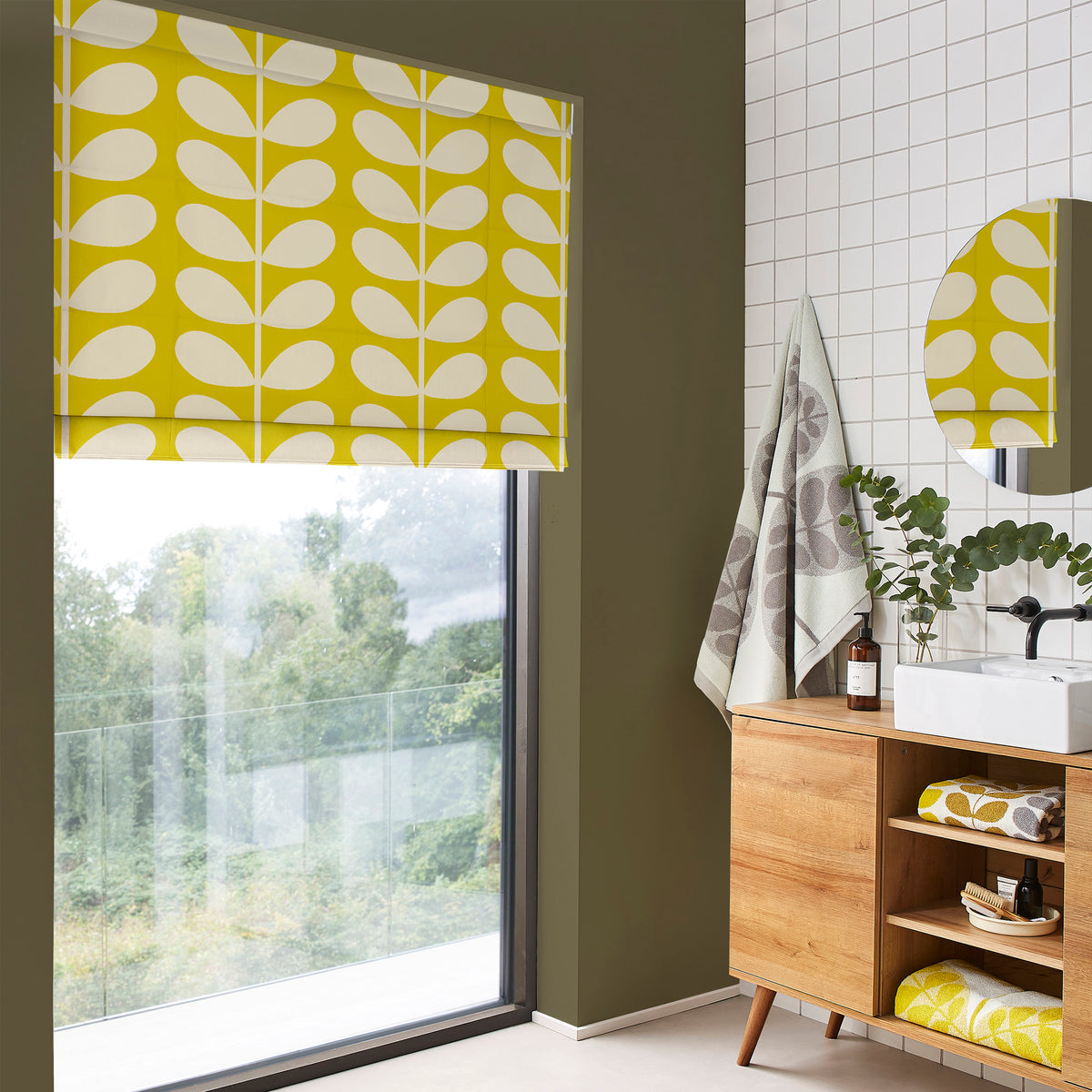 Orla Kiely Jumbo Solid Stem Made to Measure Roman Blind Yellow