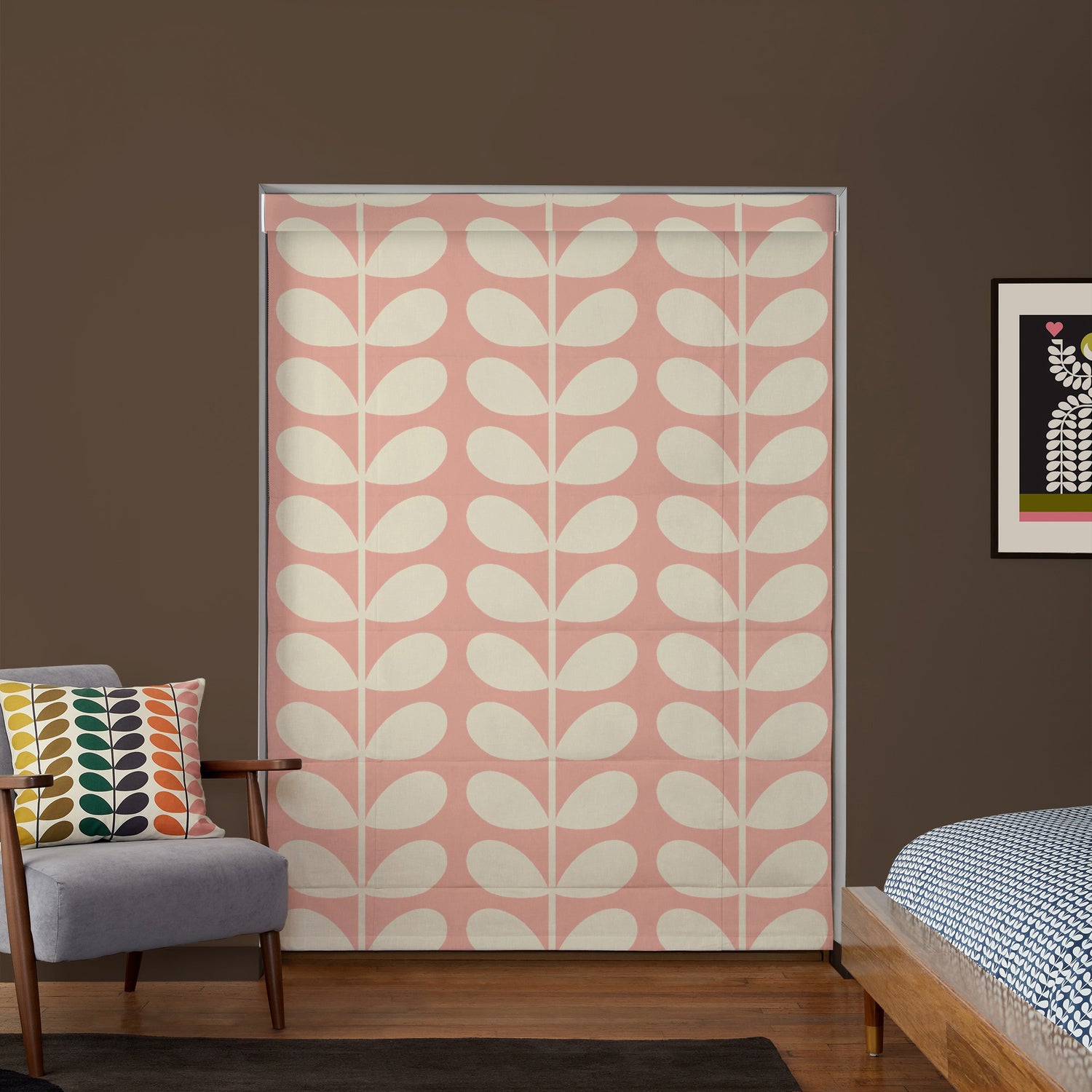 Orla Kiely Jumbo Solid Stem Made to Measure Roman Blind Pink
