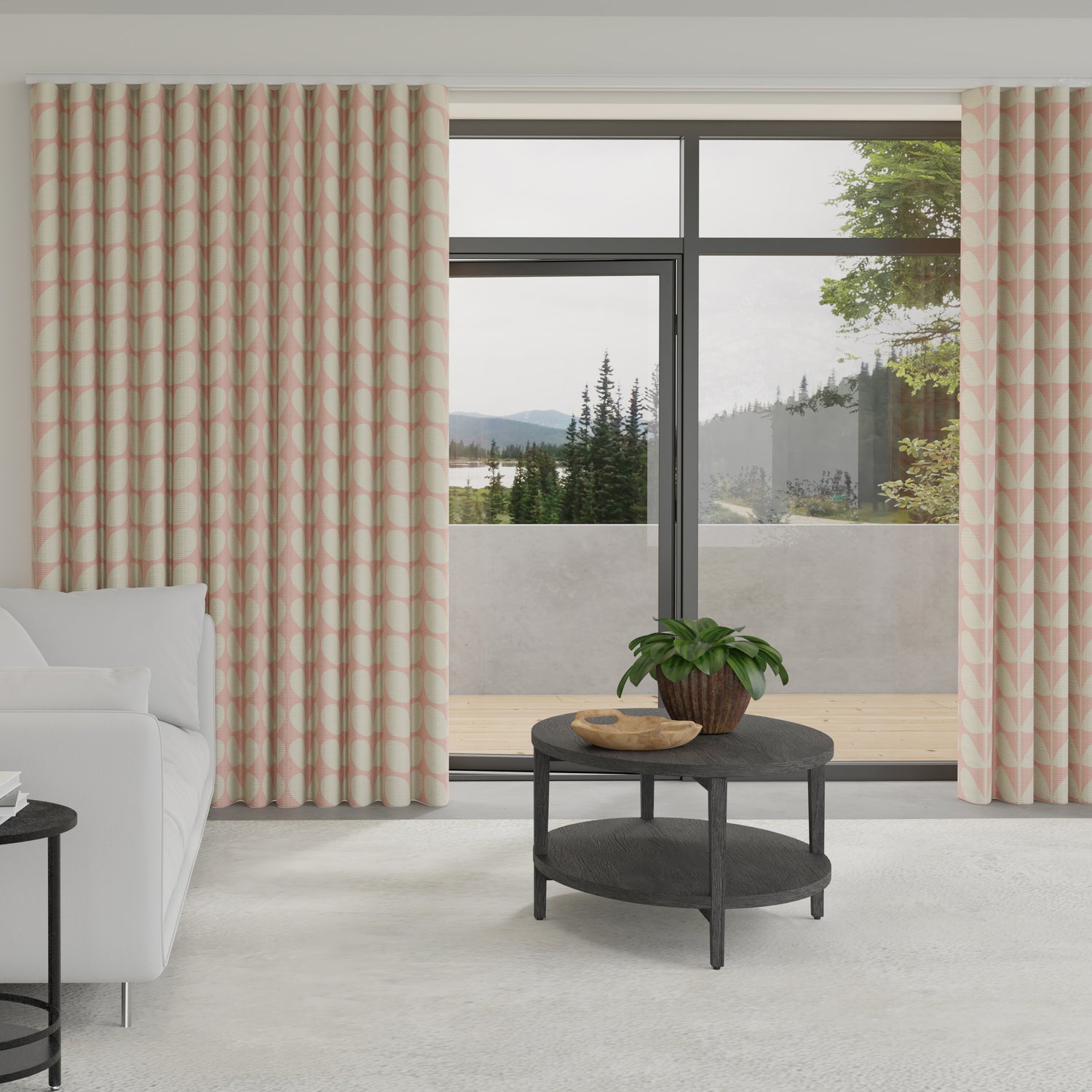 Orla Kiely Jumbo Solid Stem Made to Measure Wave Curtain + FREE Track Pink