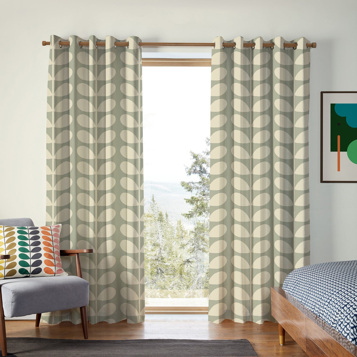 Orla Kiely Jumbo Solid Stem Made to Measure Curtain Pebble