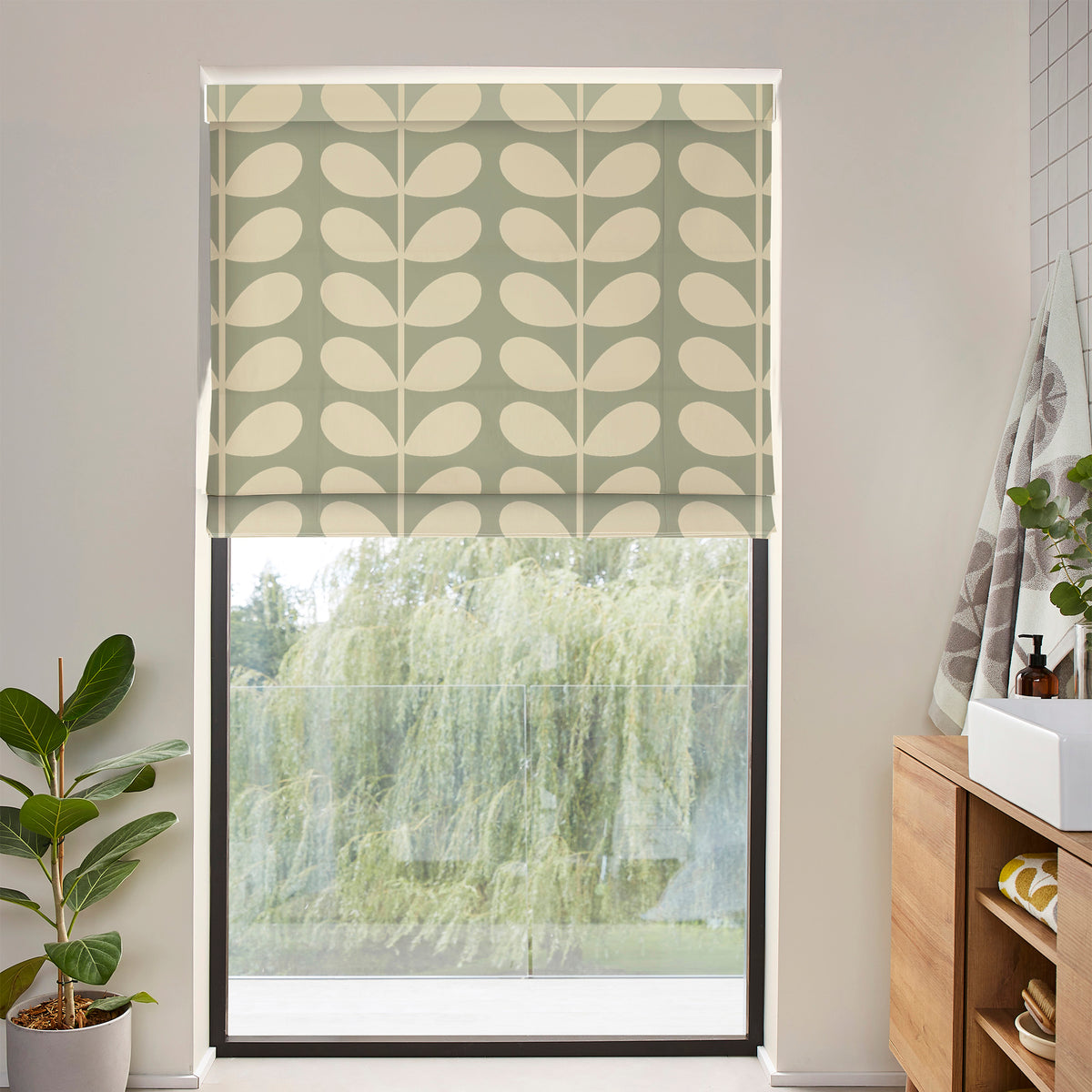 Orla Kiely Jumbo Solid Stem Made to Measure Roman Blind Pebble