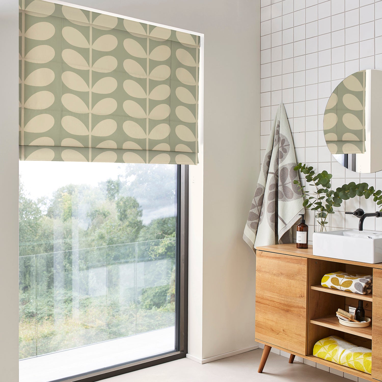 Orla Kiely Jumbo Solid Stem Made to Measure Roman Blind Pebble