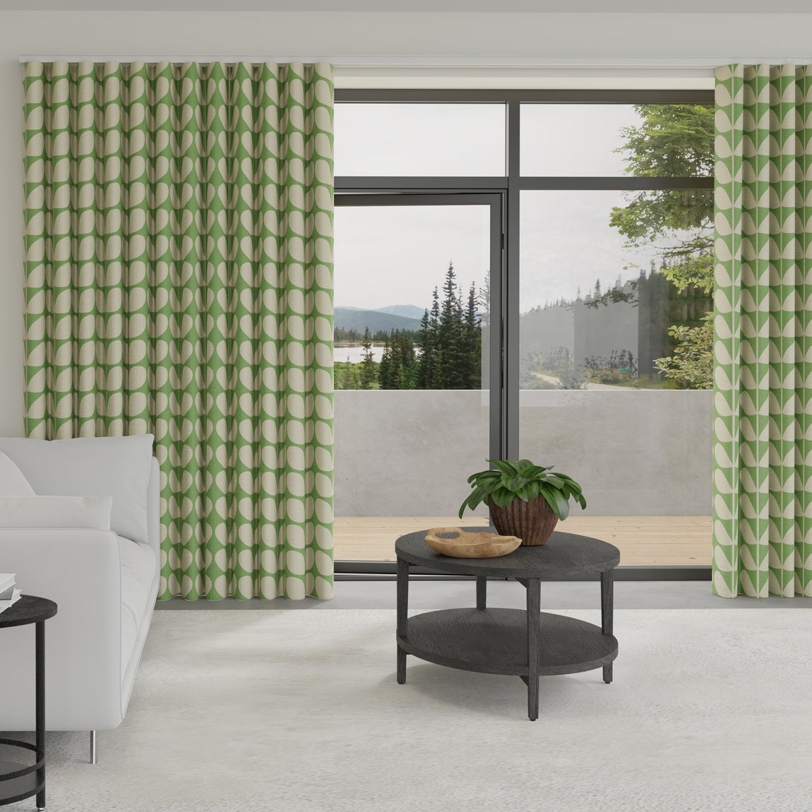 Orla Kiely Jumbo Solid Stem Made to Measure Wave Curtain + FREE Track Green