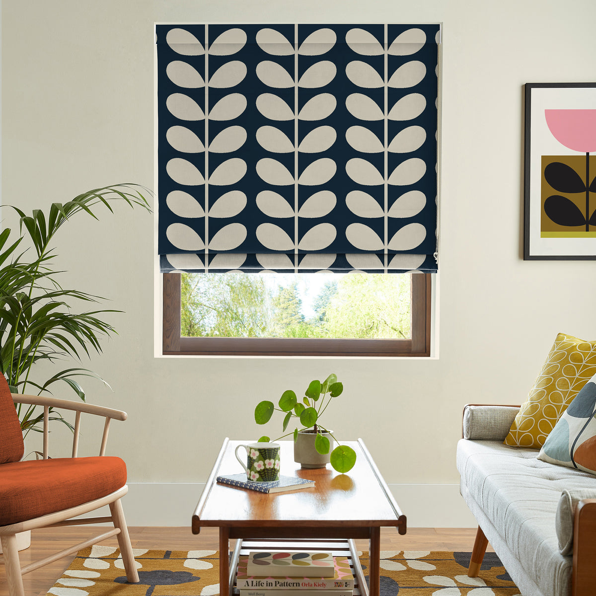 Orla Kiely Jumbo Solid Stem Made to Measure Roman Blind Whale