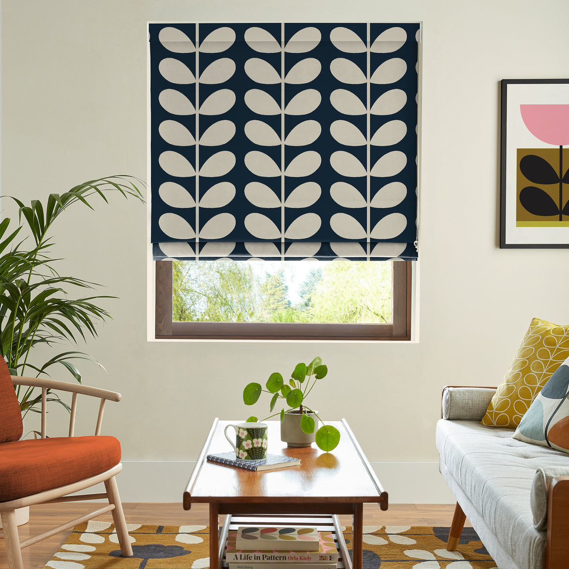 Orla Kiely Jumbo Solid Stem Made to Measure Roman Blind Whale
