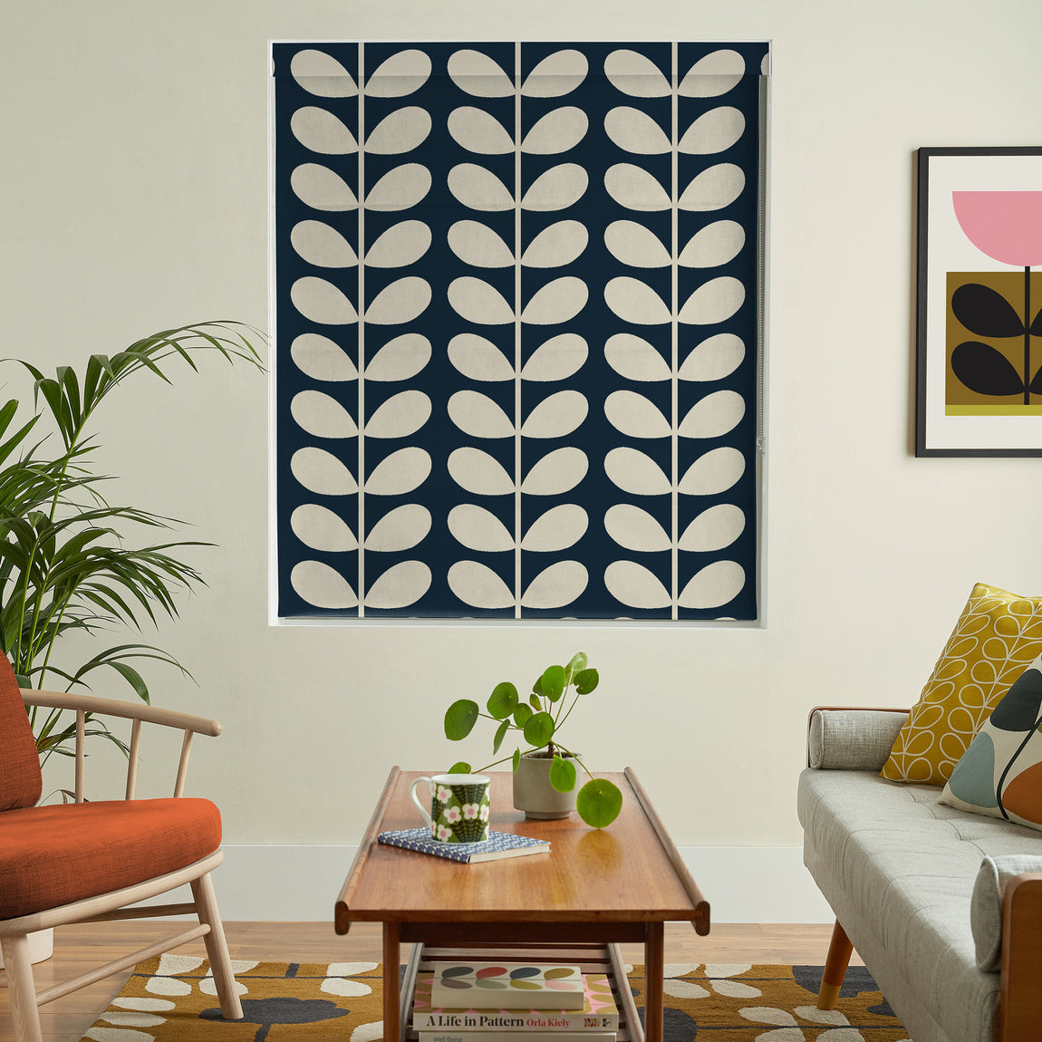 Orla Kiely Jumbo Solid Stem Made to Measure Roman Blind Whale