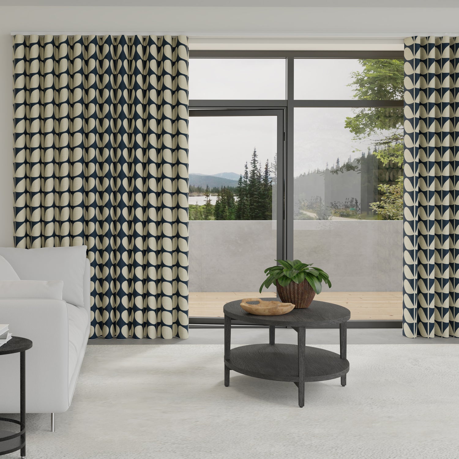 Orla Kiely Jumbo Solid Stem Made to Measure Wave Curtain + FREE Track Whale